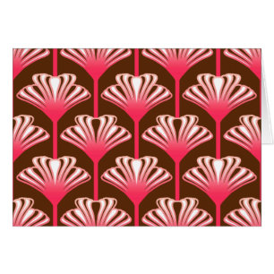 Art Deco Lily, Dark Brown and Coral Pink