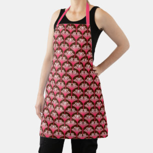 Art Deco Lily, Dark Brown and Coral Pink Apron