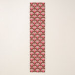 Art Deco Lily, Dark Brown and Coral Pink Scarf<br><div class="desc">Long scarf in a reproduction of a stylised,  Art Deco lily,  wallpaper pattern - a soft gradient of deep to light coral pink,  accented with white,  on a dark chocolate brown background</div>