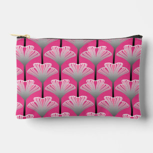 Art Deco Lily, Fuchsia Pink and Silver Grey Accessory Pouch