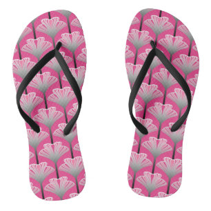 Art Deco Lily, Fuchsia Pink and Silver Grey Jandals