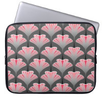 Art Deco Lily, Gray / Grey and Coral Pink