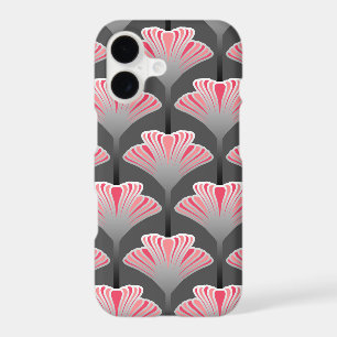 Art Deco Lily, Grey / Grey and Coral Pink