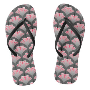Art Deco Lily, Grey / Grey and Coral Pink Jandals