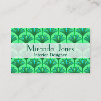 Art Deco Lily, Jade Green and Turquoise Business Card
