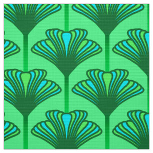 Art Deco Lily, Jade Green and Turquoise Fabric
