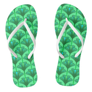 Art Deco Lily, Jade Green and Turquoise Jandals