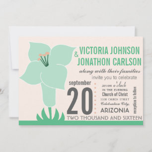 Art Deco Lily Modern Typography Wedding Invite