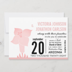 Art Deco Lily Modern Typography Wedding Invite