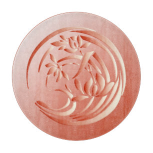 Art Deco Lily pattern - coral orange Cutting Board
