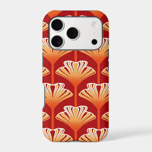 Art Deco Lily, Tangerine Orange and Gold