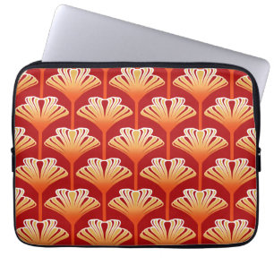 Art Deco Lily, Tangerine Orange and Gold Laptop Sleeve