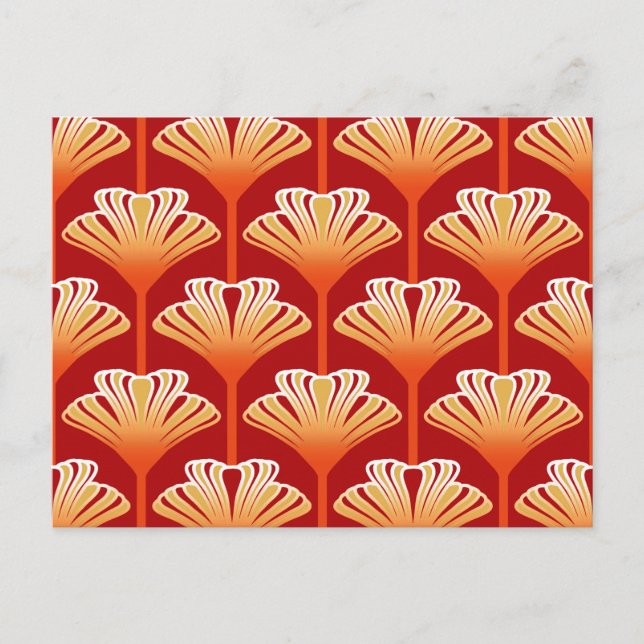 Art Deco Lily, Tangerine Orange and Gold Postcard (Front)