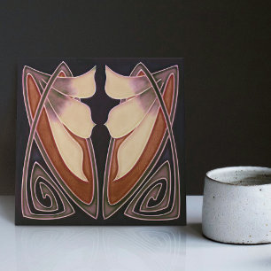 Art Deco Lily Terracotta Wall Decor Art Nouveau Tile