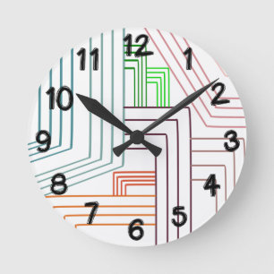 Art Deco Lines  Round Clock