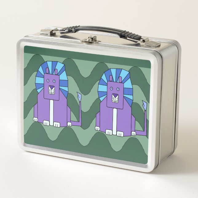 Art Deco Lions lunchbox (Front)
