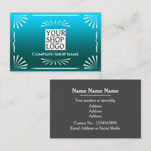 Art Deco Logo Blue Business Card