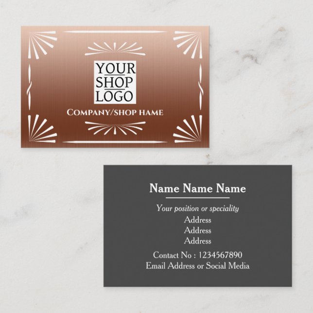 Art Deco Logo Copper Business Card (Front/Back)