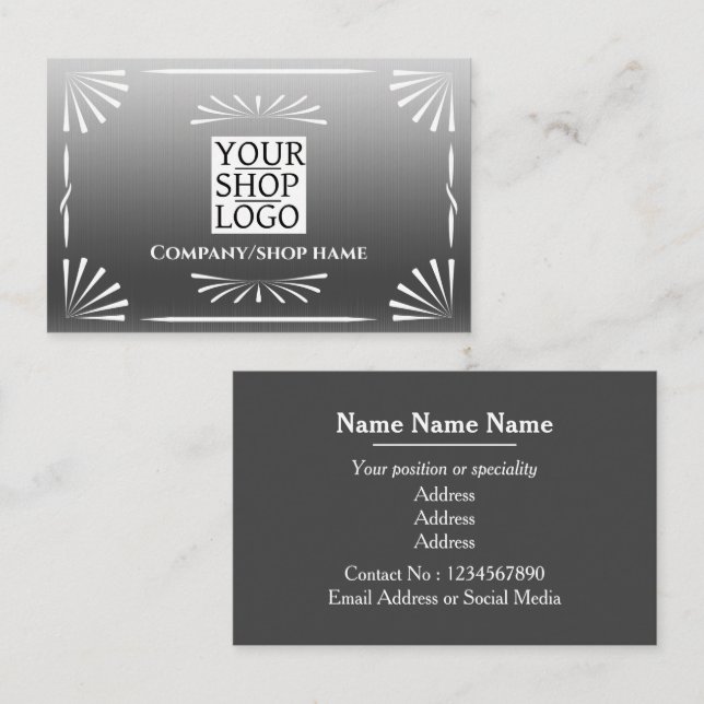 Art Deco Logo Silver Business Card (Front/Back)
