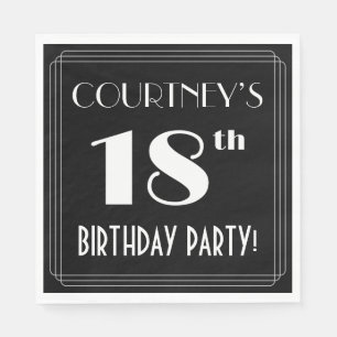Art Deco Look 18th Birthday Party With Custom Name Napkin