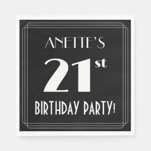 Art Deco Look 21st Birthday Party With Custom Name Napkin