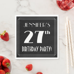 Art Deco Look 27th Birthday Party With Custom Name Napkin