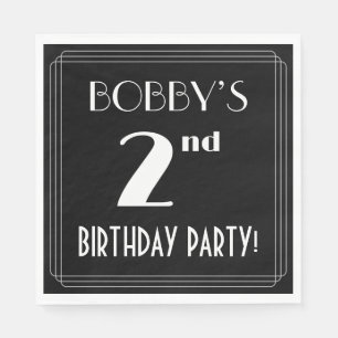 Art Deco Look 2nd Birthday Party With Custom Name Napkin