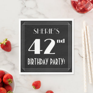 Art Deco Look 42nd Birthday Party With Custom Name Napkin