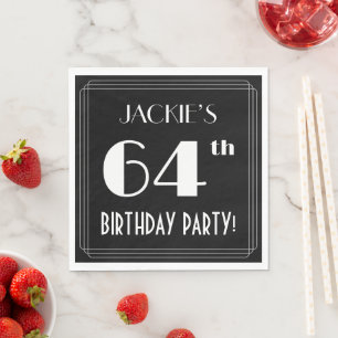 Art Deco Look 64th Birthday Party With Custom Name Napkin