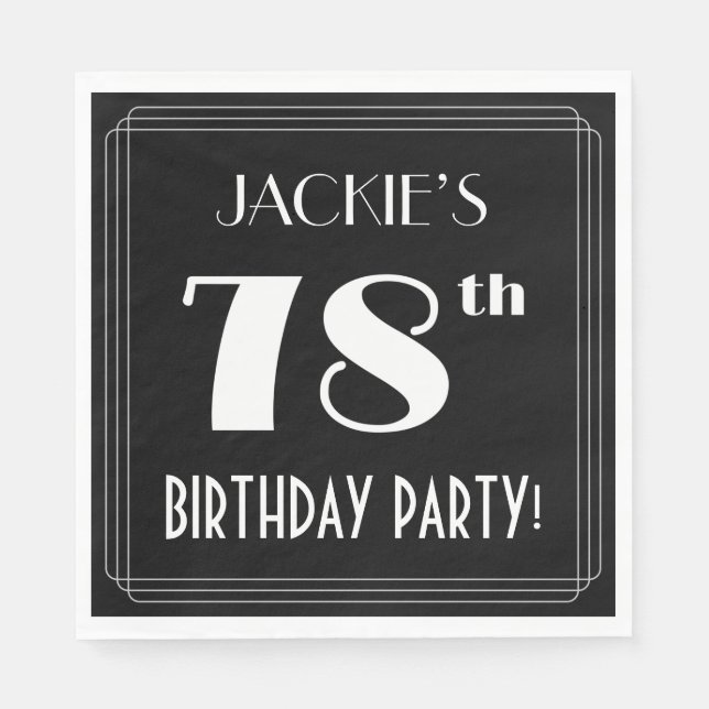 Art Deco Look 78th Birthday Party With Custom Name Napkin (Front)