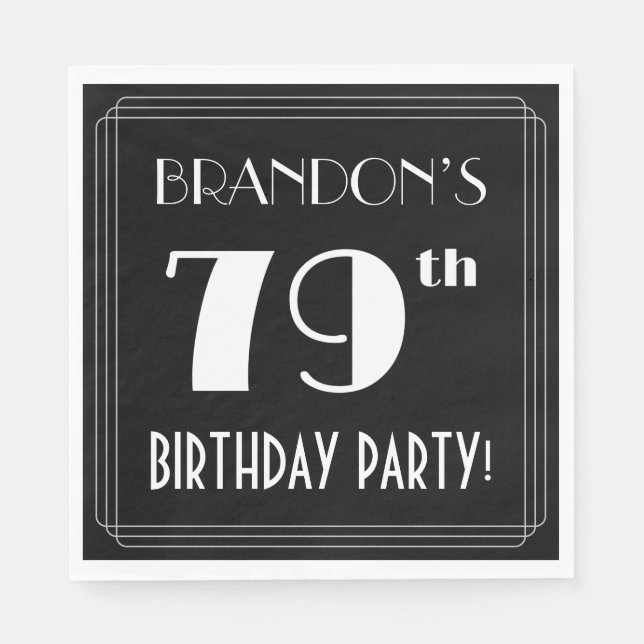 Art Deco Look 79th Birthday Party With Custom Name Napkin (Front)