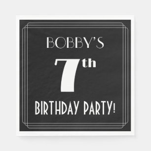 Art Deco Look 7th Birthday Party With Custom Name Napkin