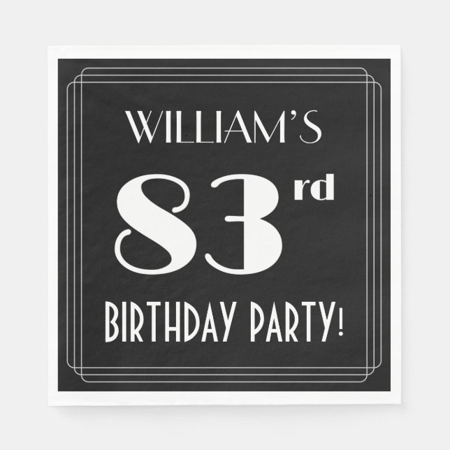 Art Deco Look 83rd Birthday Party With Custom Name Napkin (Front)