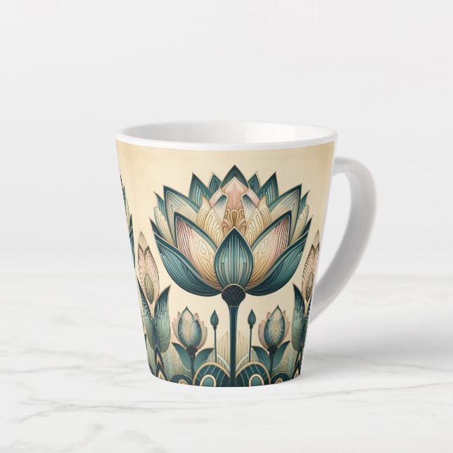 Art Deco Lotus 12oz Mug (Right Angle)