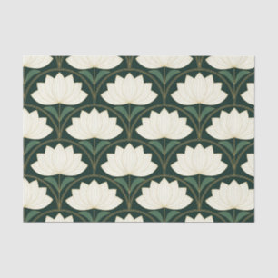Art Deco Lotus Flowers on Golden Fans  Tissue Paper
