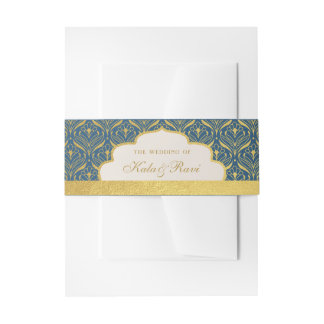Art Deco Lotus Gold Floral Invitation Belly Band
