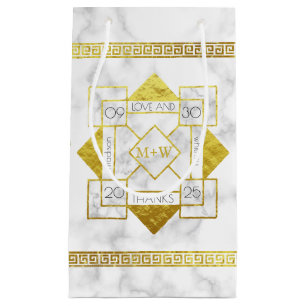 Art Deco Love and Thanks Wedding Marble Gold Foil Small Gift Bag