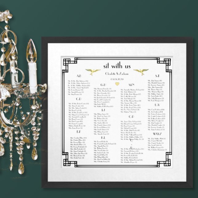 Art Deco Love Bird Old Money Custom Colour Wedding Poster (Creator Uploaded)