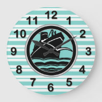 Art Deco Lt Blue Wht Striped Blk Ship DIY Markers