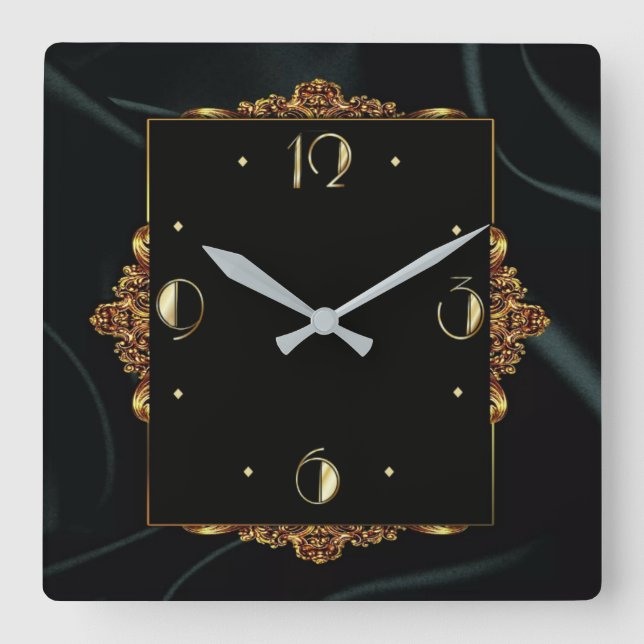 Art Deco lux Square Wall Clock (Front)