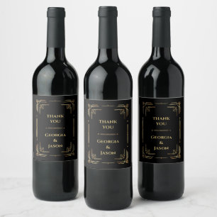 Art Deco luxury black elegant wine label