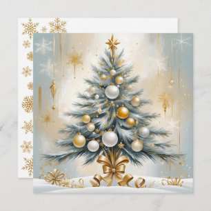 Art Deco Luxury Christmas Golden Ornaments Bows Holiday Card