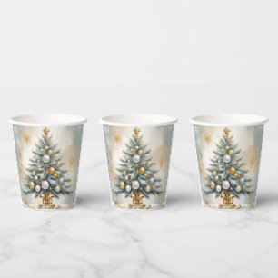 Art Deco Luxury Christmas Golden Ornaments Bows Paper Cups