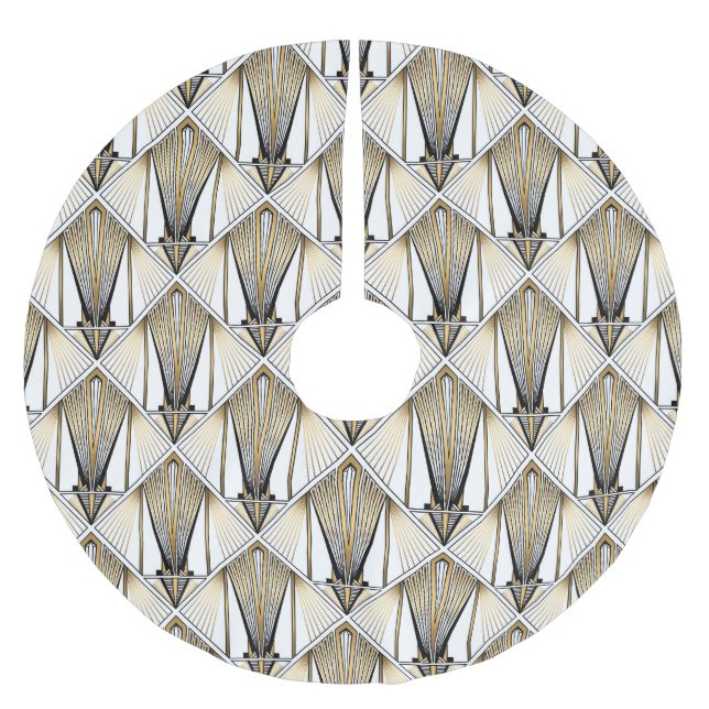 Art Deco, luxury gold motif Brushed Polyester Tree Skirt (Front)