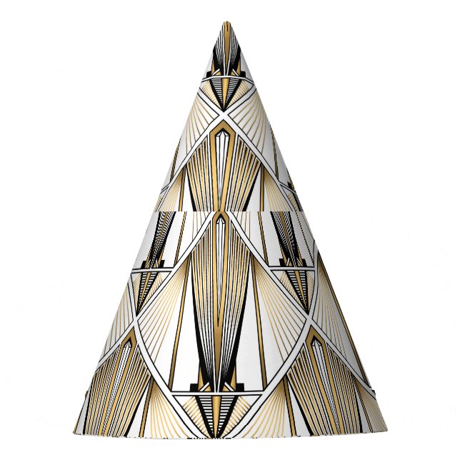 Art Deco, luxury gold motif Party Hat (Front)