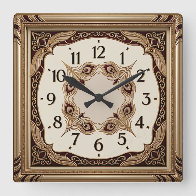 Art Deco Luxury Square Wall Clock (Front)
