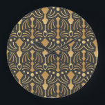 Art Deco Luxury: Vintage Japanese Elegance Large Clock<br><div class="desc">Art decor pattern. Vintage wallpaper. Japanese or chinese, oriental or asian ornament texture. luxury style elegant background. 1920s, 20s years, retro twenties style print. Vintage illustration. Art decor pattern from the '20s, reminiscent of Japanese or Chinese ornaments. Elegant, retro, luxury style. Step back in time with a 1920s vintage Japanese...</div>