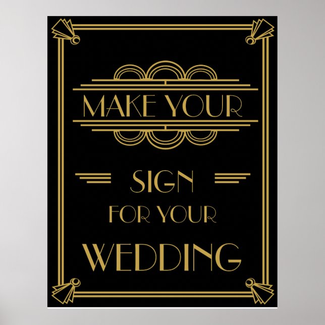 Art Deco Make your own poster party /wedding print (Front)