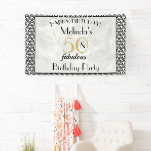 Art Deco Marble 50 & Fabulous Birthday Banner