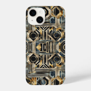 Art-deco marble Black and gold Jazzy Geometric iPhone 14 Case